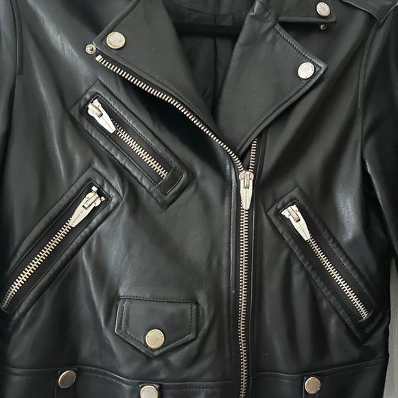 THE ARRIVALS LEATHER BIKER JACKET - Picture 3 of 5